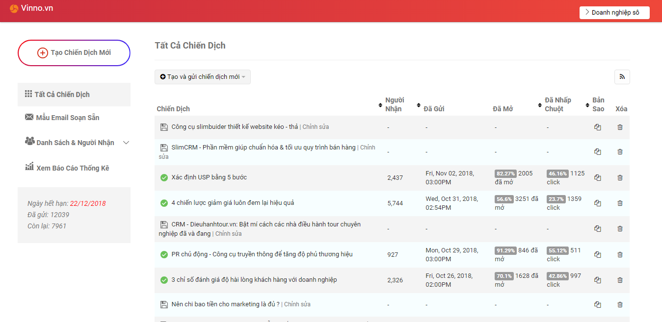 Màn hình chính SlimEmail