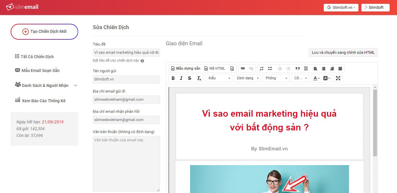 Soạn email trên SlimEmail